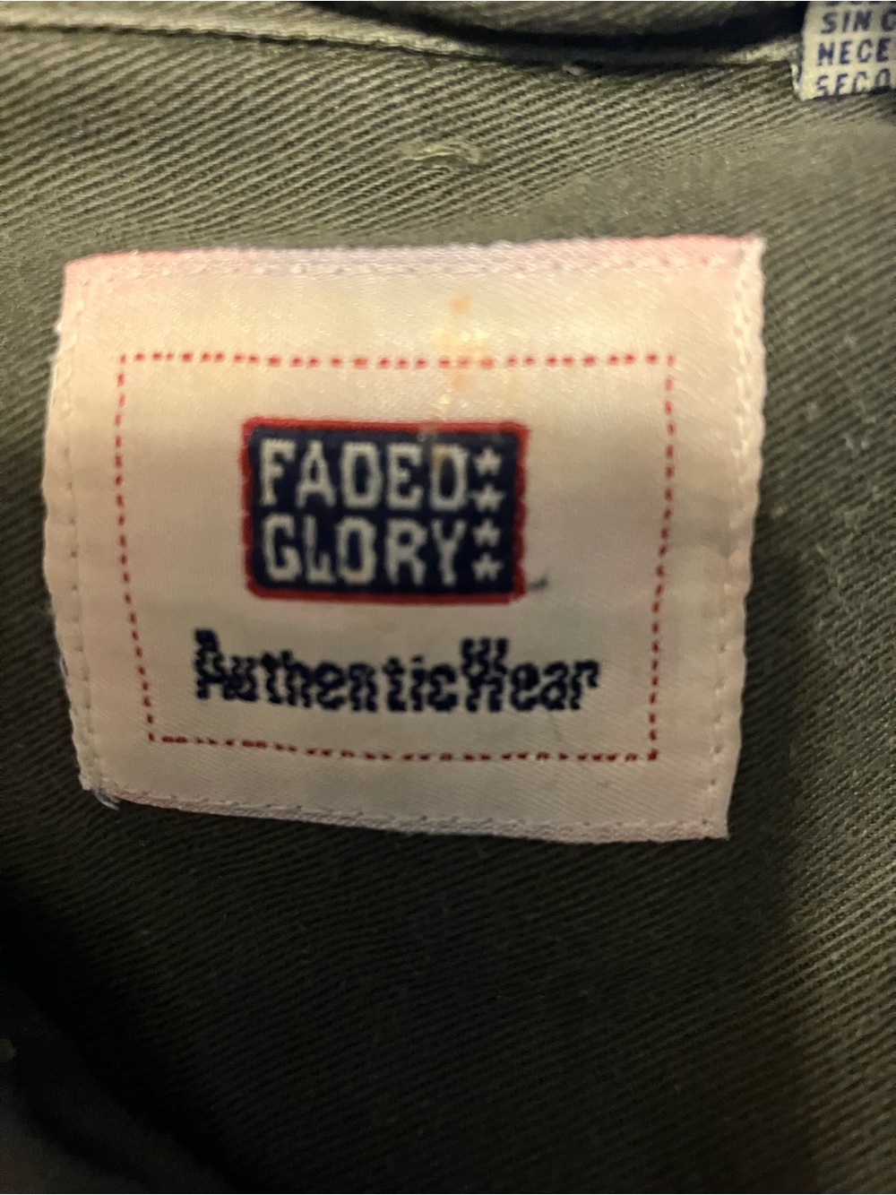 Faded Glory Olive Green shirt with Red and Navy Label - Picture 3 of 4